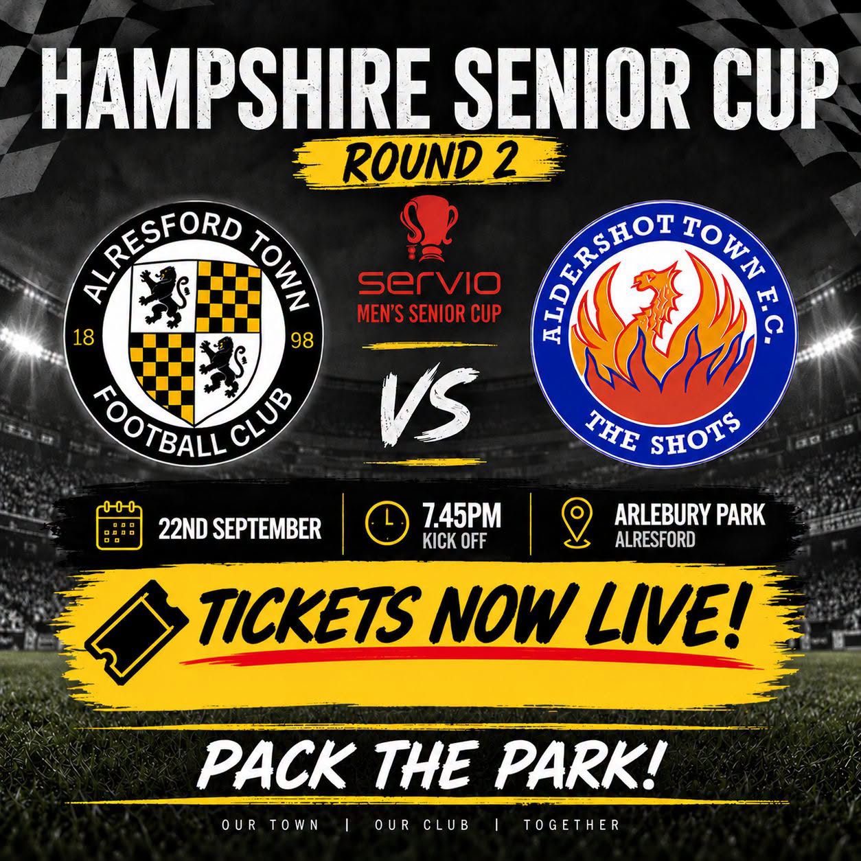 Alresford Town v Aldershot Town. - 22nd September  7.45pm KO