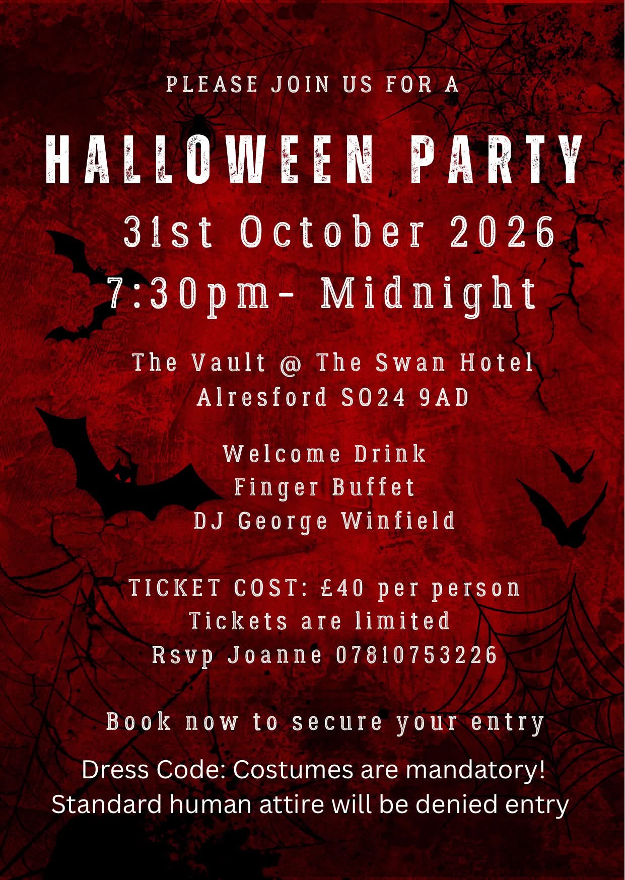 Halloween at the Vault - Saturday 31st October 2026
