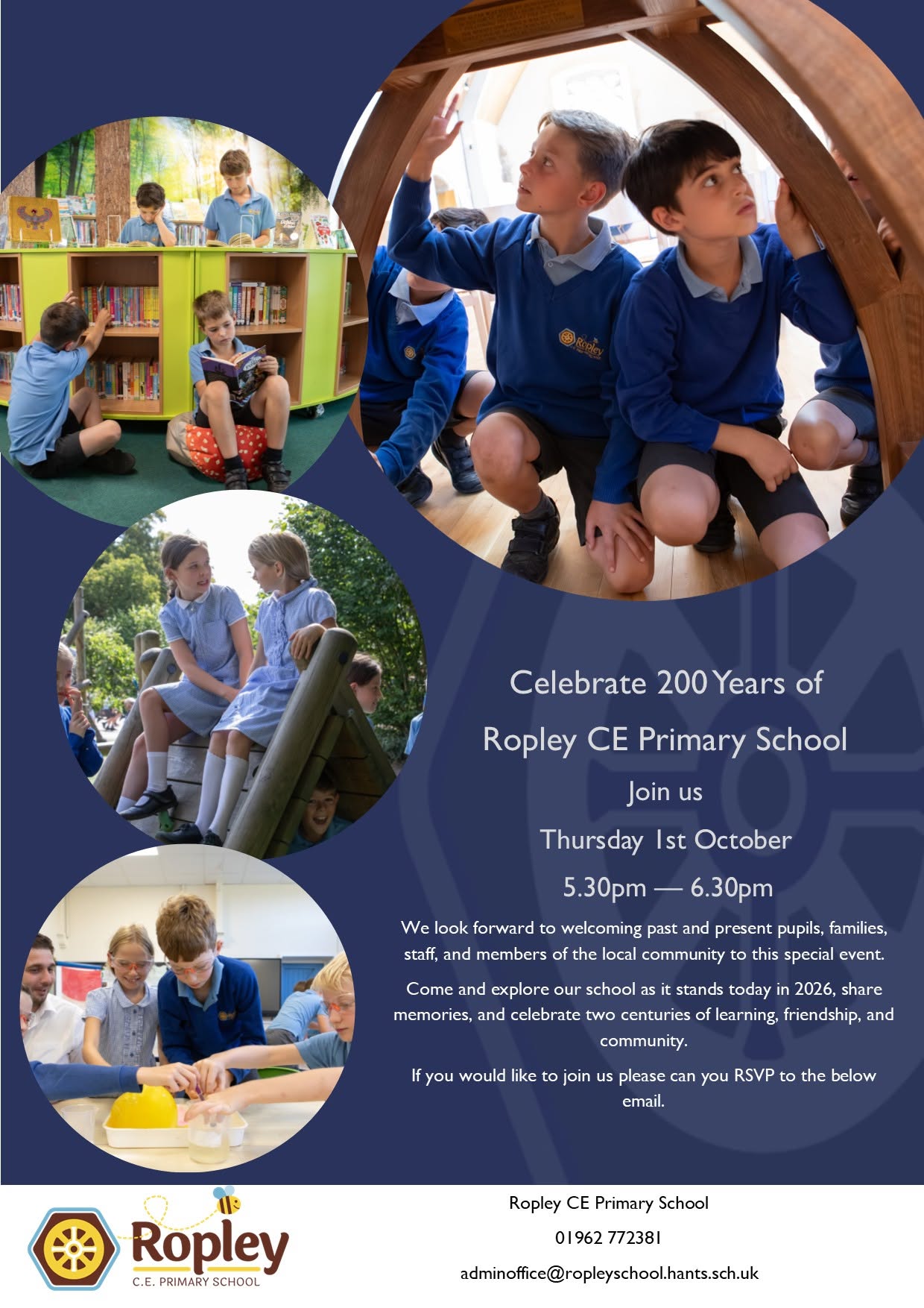 Celebrate 200 Years of Ropley CE Primary School- Thursday 1st October from 5.30pm to 6.30pm
