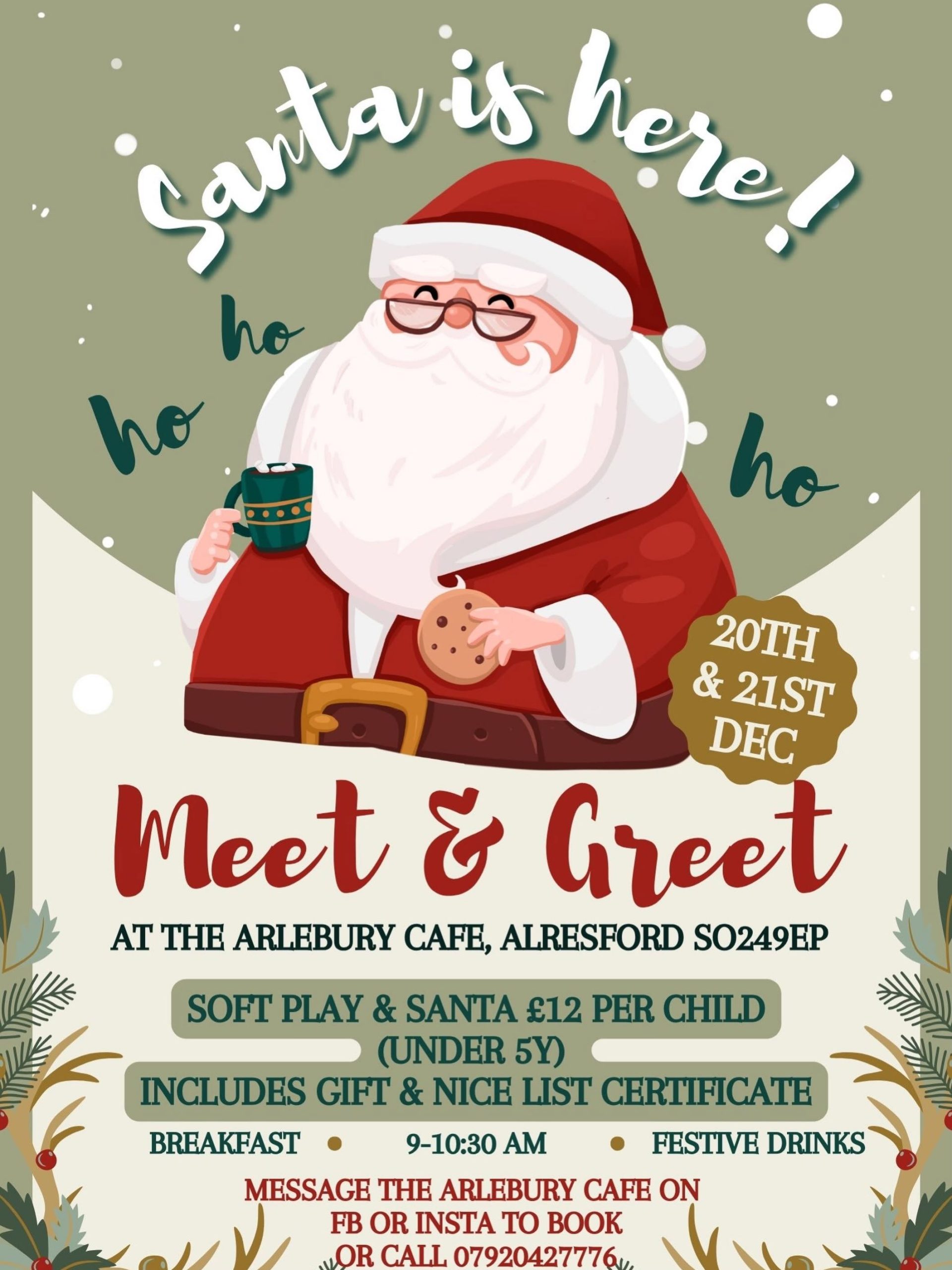 Meet Father Christmas at Arlebury Café 20th and 21st December 9.00am-10.30am